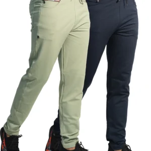 Men Casual Trousers - Combo of 2 (Olive & Navy)