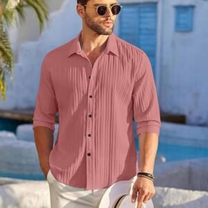 Men's Coral Textured Casual Shirt