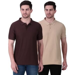 Men's Polo T-Shirt - Combo of 2 (Maroon & Beige)