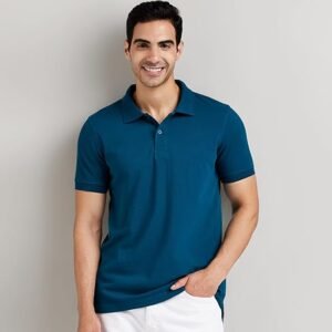 Men's Teal Cotton Polo T-Shirt