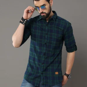 Men Checked Casual Shirt - Navy
