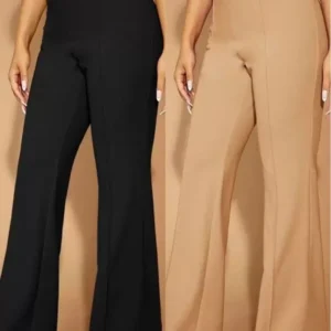 Women Flared Palazzo Trousers - Black & Beige (Combo of 2)